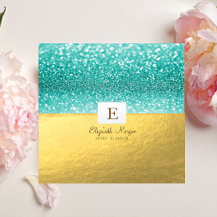 Elegantes modernes Monogramm Gold Glitter Bokeh Quadratische Visitenkarte