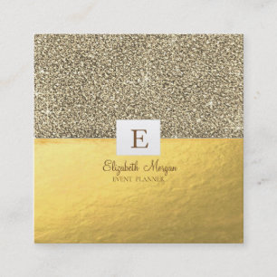 Elegantes modernes Monogramm Gold Glitter Quadratische Visitenkarte
