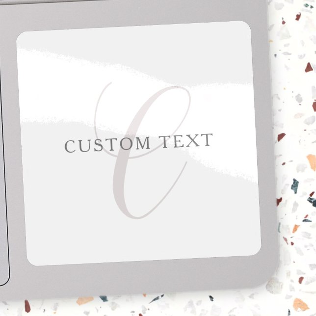 Elegantes modernes Monogramm | Grau und Weiß (edit Aufkleber (Von Creator hochgeladen)