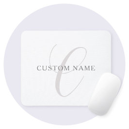 Elegantes modernes Monogramm | Grau und Weiß (edit Mousepad
