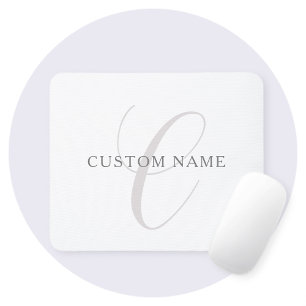 Elegantes modernes Monogramm   Grau und Weiß (edit Mousepad