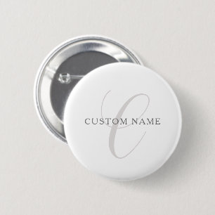 Elegantes modernes Monogramm Grau & Weiß (editie Button