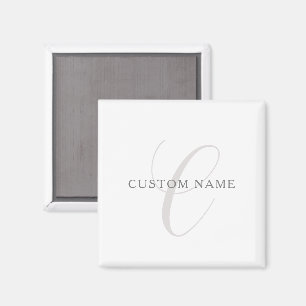 Elegantes modernes Monogramm   Grau & Weiß (editie Magnet