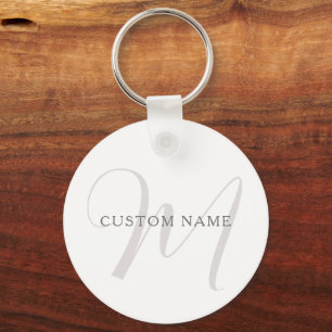 Elegantes modernes Monogramm Grau & Weiß (editie Schlüsselanhänger