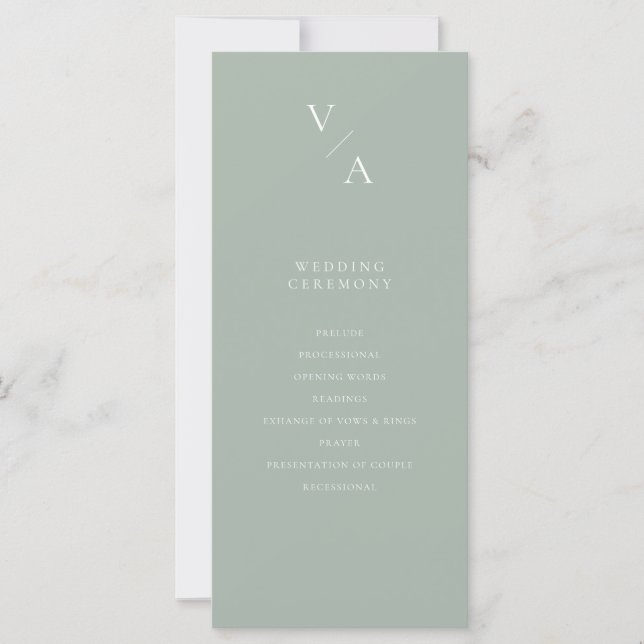 Elegantes, modernes Monogramm-Hochzeitsprogramm (Vorderseite)