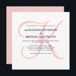 Elegantes modernes Monogramm in rosa Hochzeit Einladung<br><div class="desc">Diese stilvollen Hochzeitseinladungen zeigen Ihr Monogramm in großen,  modernen Textfarben in einem hellen Quarzschatten auf weißem Hintergrund in Rose. Eine einfache,  elegante Suche nach Ihrer modernen Hochzeit.</div>