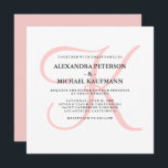 Elegantes modernes Monogramm in rosa Hochzeit Einladung<br><div class="desc">Diese stilvollen Hochzeitseinladungen zeigen Ihr Monogramm in großen,  modernen Textfarben in einem hellen Quarzschatten auf weißem Hintergrund in Rose. Eine einfache,  elegante Suche nach Ihrer modernen Hochzeit.</div>