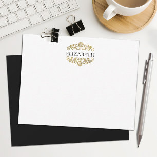 Elegantes modernes Monogramm in Schwarz und Gold Mitteilungskarte