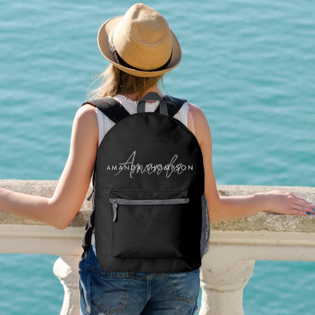 Elegantes, modernes Monogramm Personalisiert mit N Bedruckter Rucksack (Von Creator hochgeladen)
