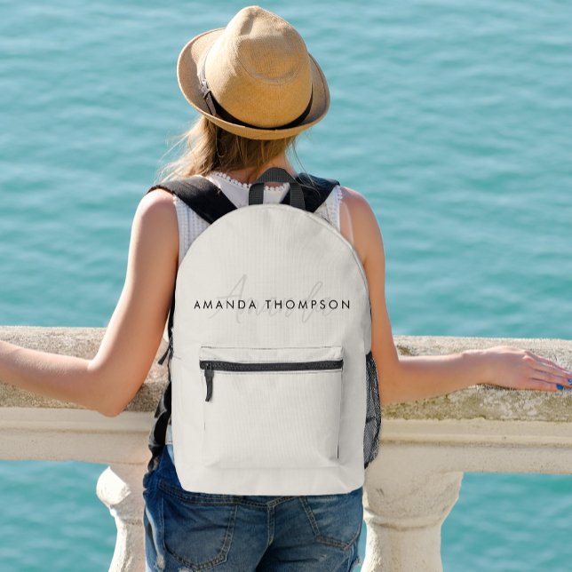 Elegantes, modernes Monogramm Personalisiert mit N Bedruckter Rucksack (Von Creator hochgeladen)