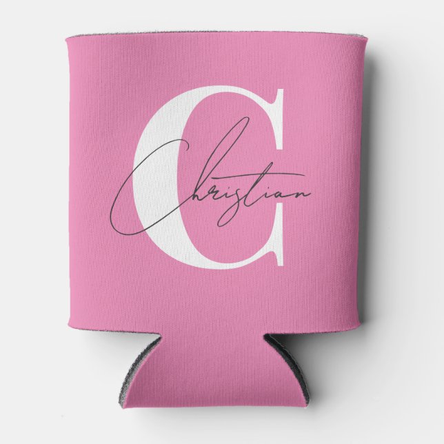 Elegantes modernes Monogramm Rosa Dosenkühler (Vorderseite)