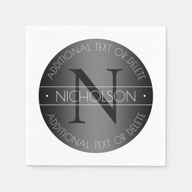 Elegantes modernes Monogramm-Schwarz-Weiß-Shading Serviette (Vorderseite)