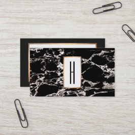 Elegantes modernes Monogramm, schwarzer Marmor, St Visitenkarte