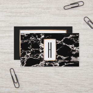 Elegantes modernes Monogramm, schwarzer Marmor, St Visitenkarte