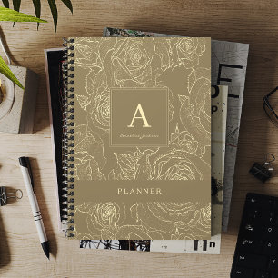 Elegantes, modernes Monogramm und Name Imitat Gold Planer