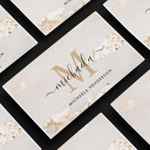 Elegantes modernes Monogramm und Name mit Goldfoli Visitenkarte