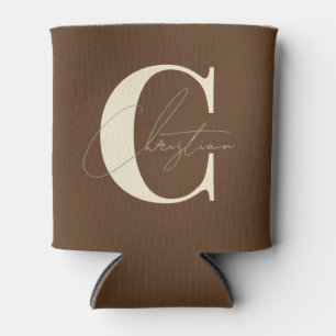 Elegantes, modernes Monogramm Waldbraun aus der Mi Dosenkühler