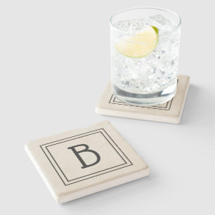 Elegantes modernes monogrammiertes Tan- und Schwar Steinuntersetzer