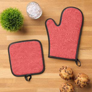 Elegantes modernes Muster aus rotem Flor Ofenhandschuh & Topflappen-Set