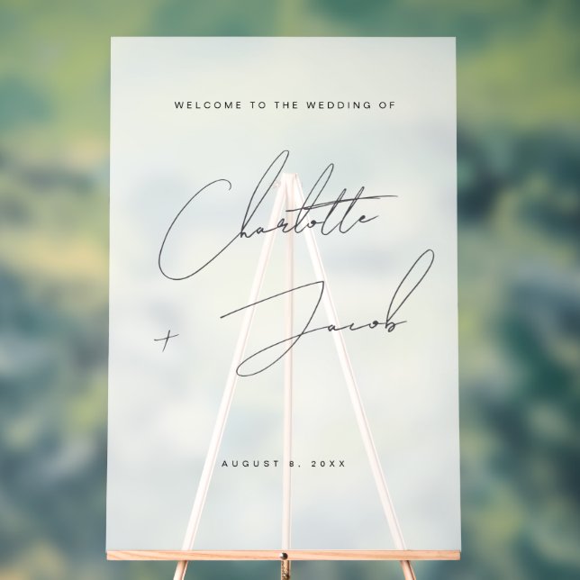 Elegantes, modernes Namensskript Begrüßung Mattier Acrylschild (Neutral)