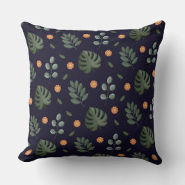 Elegantes modernes navy botanisches Blatt Blumenmu Kissen