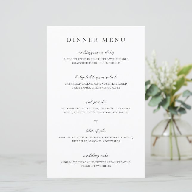 Elegantes modernes neutrales Hochzeitsmenü (Stehend Vorderseite)