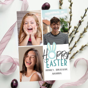 elegantes modernes Ostern, Familien-Dreier-Foto-Co Karte