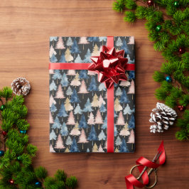 Elegantes modernes Peach Black Christmas Trees Mus Geschenkpapier