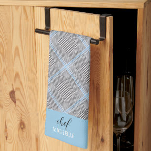Elegantes modernes personalisiertes blaues Tartan Geschirrtuch