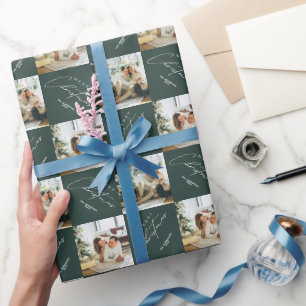 Elegantes modernes personalisiertes Familienfoto G Geschenkpapier