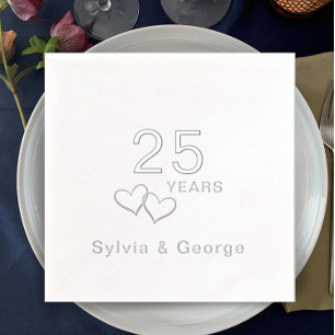 Elegantes modernes Personalisiertes Party zum 25. Servietten Mit Folie