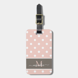 Elegantes modernes Polka Dot Muster mit Monogramm Gepäckanhänger