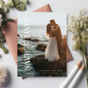 Elegantes modernes Portrait-Foto Save the Date Postkarte