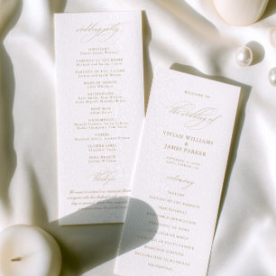 Elegantes, modernes Programm zur Hochzeit von weiß