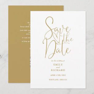 Elegantes modernes QR-Code Chic Gold Hochzeit Save The Date