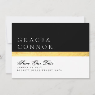 Elegantes modernes QR-Code Schwarz Golden Foto Save The Date