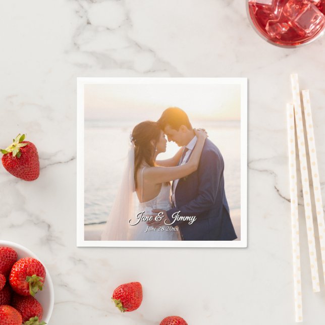 Elegantes, modernes romantisches Hochzeitsthema Serviette (Beispiel)