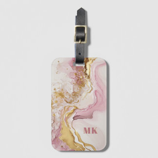 Elegantes, modernes rosa, Abstraktes Monogramm Gepäckanhänger