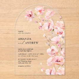 Elegantes, modernes Rosa Foto Hochzeit Acryleinladungen