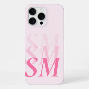 Elegantes modernes rosa Initialen-Monogramm iPhone 16 Pro Max Hülle