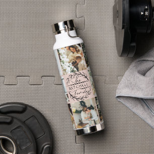 Elegantes, modernes Rosa Monogramm und FotoCollage Trinkflasche