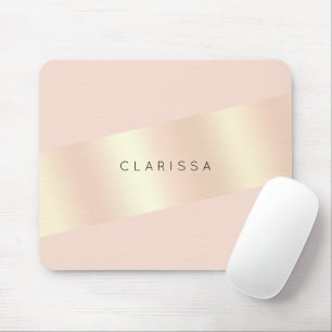Elegantes, modernes, rosa Rosengold gestreift Mousepad