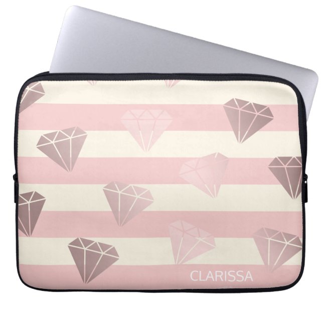 Elegantes modernes Rosengolddiamantmuster u. Laptopschutzhülle (Vorderseite)