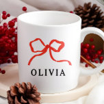 Elegantes, modernes rotes Bugband Kaffeetasse<br><div class="desc">Elegante moderne,  traditionelle rote Schleife Band schlicht schick auf Trend Weihnachten Urlaub Gutes Dekoration Geschenk Tasse.</div>