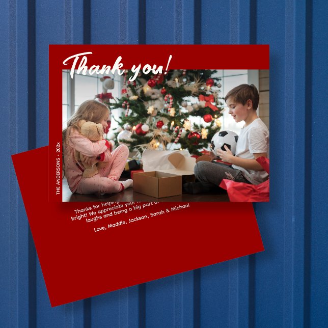 Elegantes modernes Rotes Foto Dankeskarte (Von Creator hochgeladen)