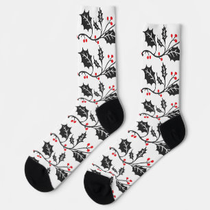 Elegantes modernes rotes und schwarzes Stechpalmen Socken