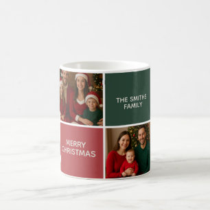 Elegantes modernes Sage-ROT Collage Frohe Weihnach Kaffeetasse