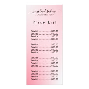 Elegantes Modernes Salon-Preisliste Rack Card Werbekarte