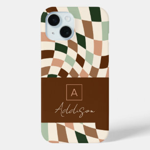 Elegantes modernes Schachbrettmuster mit personali Case-Mate iPhone Hülle