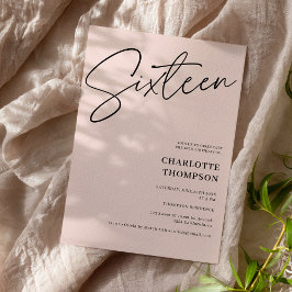 Elegantes modernes Schwarz-Blau-Foto Sweet 16 Einladung